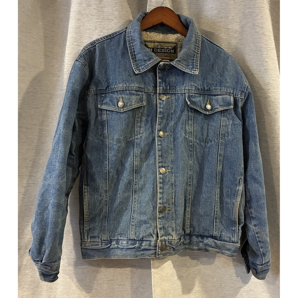 Vintage JH Design Sherpa Denim Jacket M 90s Workwear Western Trucker‎